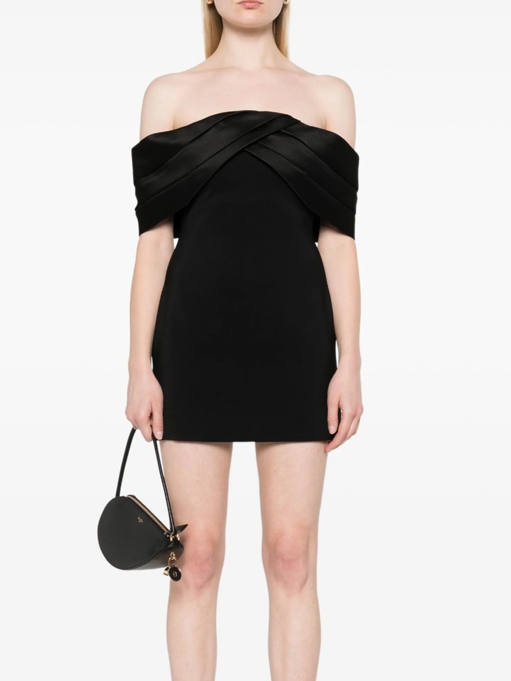 Anine Bing Fleur Black Off-Shoulder Mini Dress S